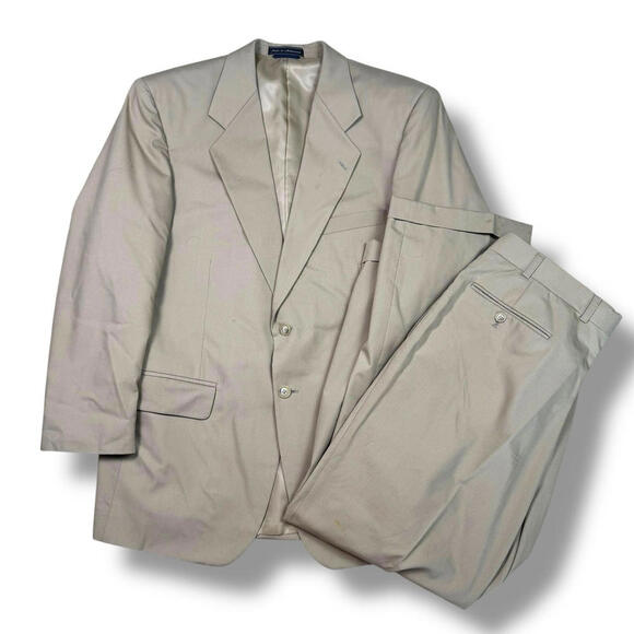 Vintage Haspel Suit Mens 42R Beige Sports Cost Dress Pants 36x28 2 Pieces Retro - Picture 1 of 14